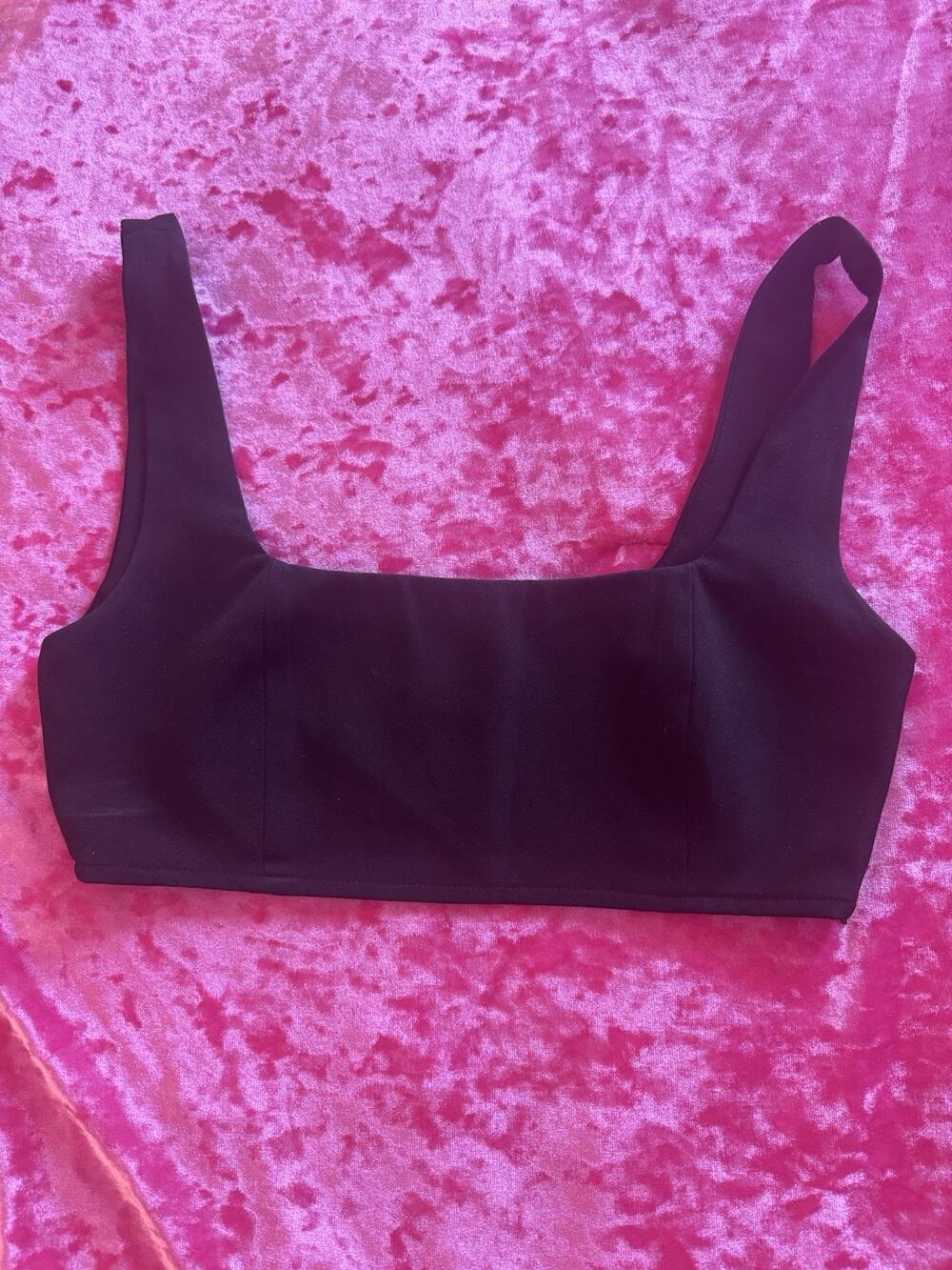Princess Polly Black Square Neck Crop Top Bra Chic Classic Modern Women's Size 2